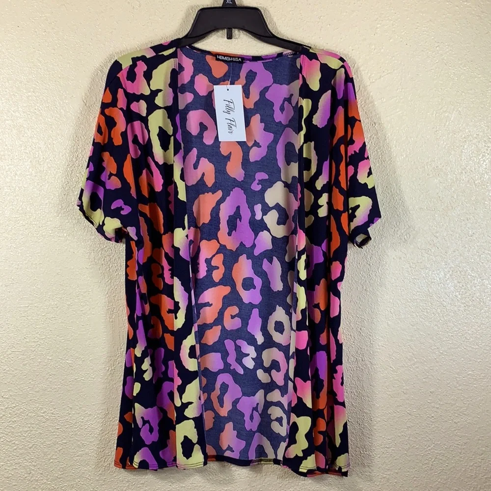 Swim Wear Cardigan Top M Bathing Suit Coverup Top Purple Black NWT Polyester - Picture 1 of 11
